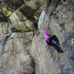 Climbing an overhanging route