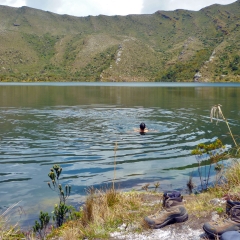 Nadando en la laguna